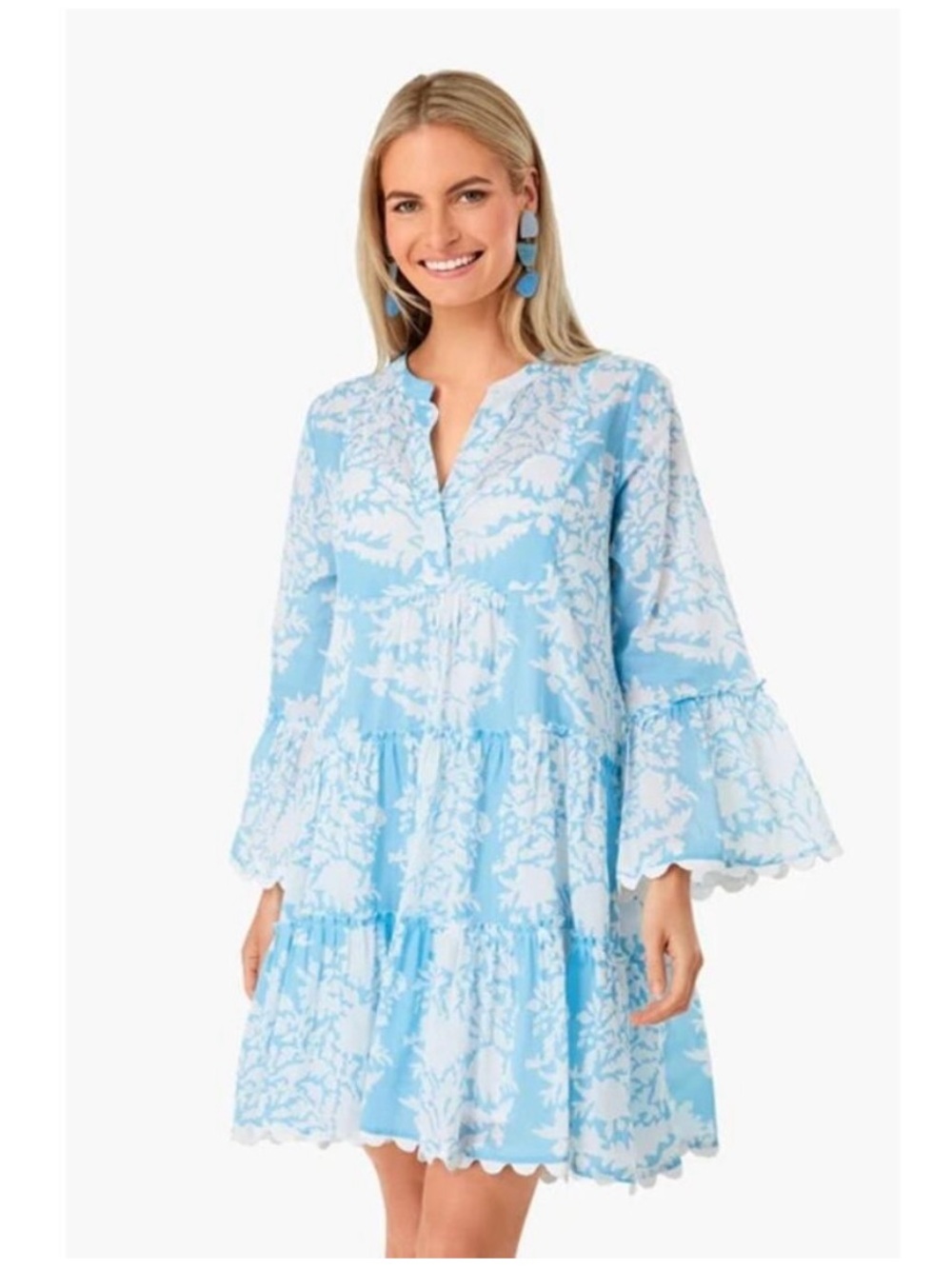 NWT Juliet Dunn x Tuckernuck Exclusive Pastel Blue Palladio Tiered Mini Dress